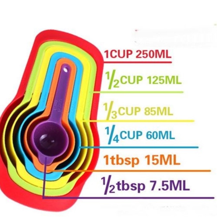 Pratik Ölçü Kaşığı Kabı 5&amp;apos;li Şeker Baharat Sıvı Ölçer Aparat (5343)