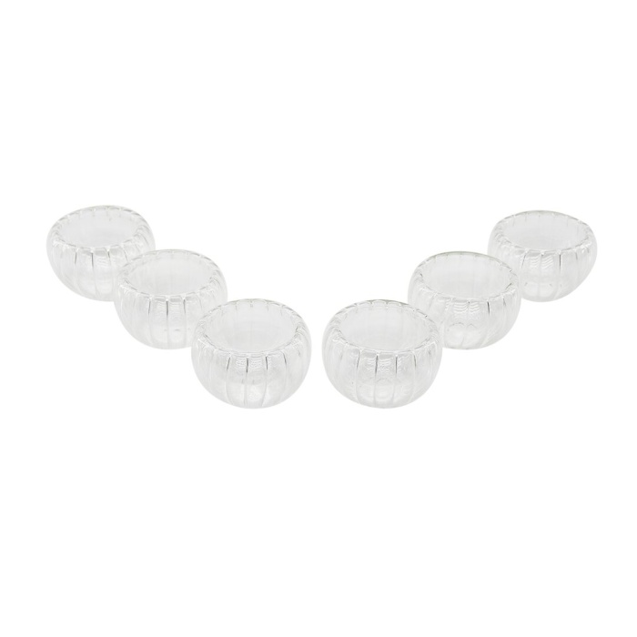 6 PCS   ÇİZGİLİ CAM  ÇİFT CİDARLI LOKUMLUK - SOSLUK  50 ML (5343)