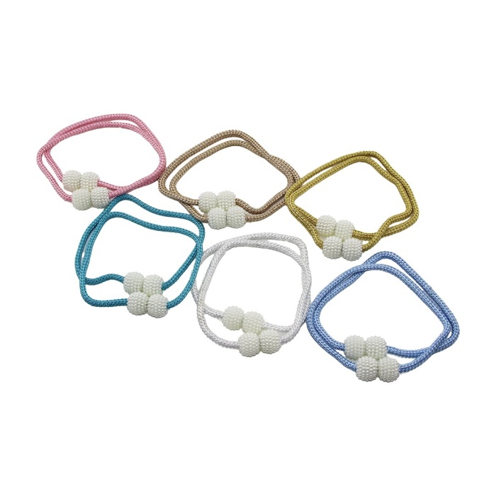 2PCS   BONCUK TOPLU - MIKNATISLI  RENKLİ PERDE İPİ (5343)