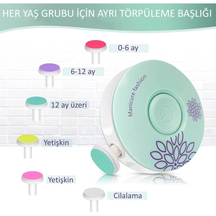 6 Başlıklı Pilli Tırnak Törpüsü ( Bebekler Kullanılabilir )  (5343)