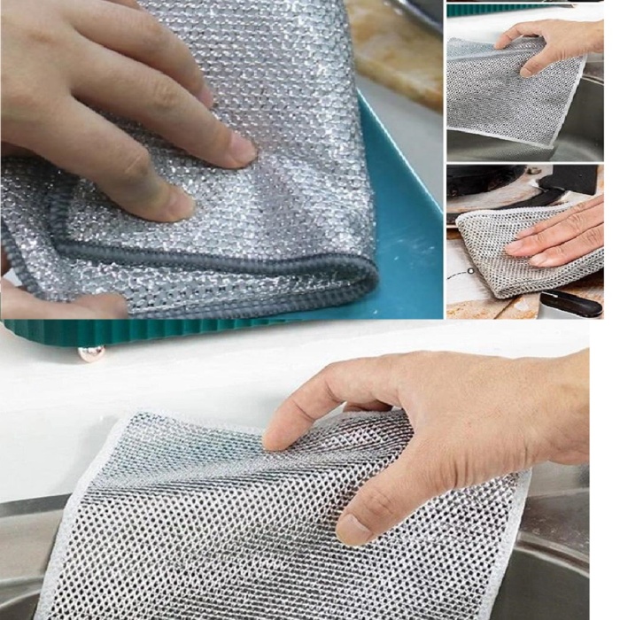 5 Adet Çok Fonksiyonlu Çizmeyen Tel Bulaşık Bezi Bulaşık Havlusu Bulaşık Temizlik Ovma Bezi (5343)