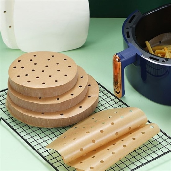 50 Adet Air Fryer Pişirme Kağıdı Tek Kullanımlık Hava Fritöz Yapışmaz Yağlı Kağıt Delikli Model (5343)