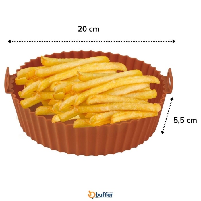 Renkli Isıya Dayanıklı Yıkanılabilir Silikon Fırın Ve Airfryer Yuvarlak Model Pişirme Matı 20 Cm (5343)