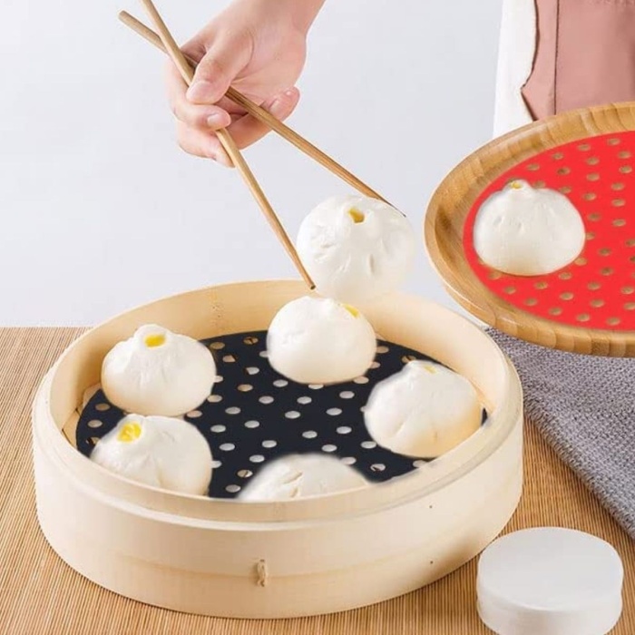 Siyah Isıya Dayanıklı Yıkanılabilir Silikon Fırın Ve Airfryer Yuvarlak Model Pişirme Matı 23 Cm (5343)