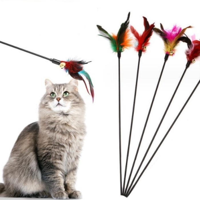 Çıngıraklı Tüylü Kedi Oyun Çubuğu (5343)