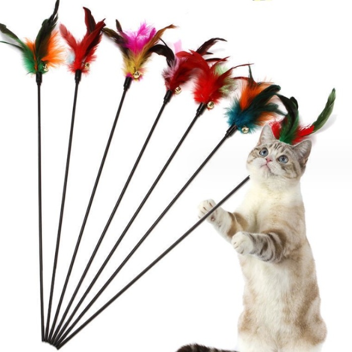 Çıngıraklı Tüylü Kedi Oyun Çubuğu (5343)