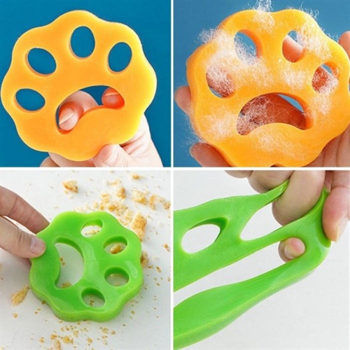 2 Adet Evcil Hayvanlar ve Çamaşır Makinesi İçin Pati Şekilli Renkli Tüy Temizleme Aparatı (5343)