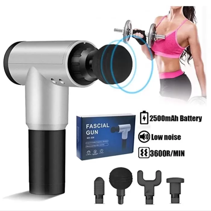 Fascial Gun RH-320 6 Kademe Hız Ayarlı, 4 Parça Başlıklı, Usb Şarjlı, Masaj Tabanca Aleti (5343)