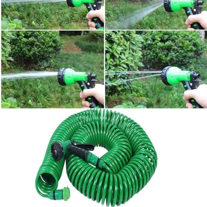 30 Metre Spiral Hortum + 4 Fonksiyonlu Özel Sulama Tabancası (5343)