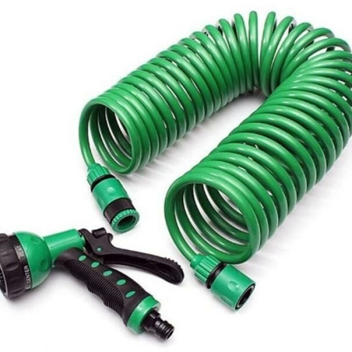 15 Metre Spiral Hortum + 4 Fonksiyonlu Özel Sulama Tabancası (5343)