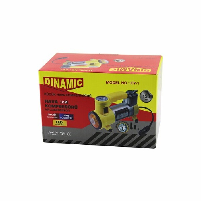 OTO - ARAÇ HAVA KOMPRESÖRÜ KAMYON - OTOBÜS - DC/12V-13.5V - 15Amp - 150PSI - BAR GÖSTERGE - LED AYDINLATMA CY-1  (5343)