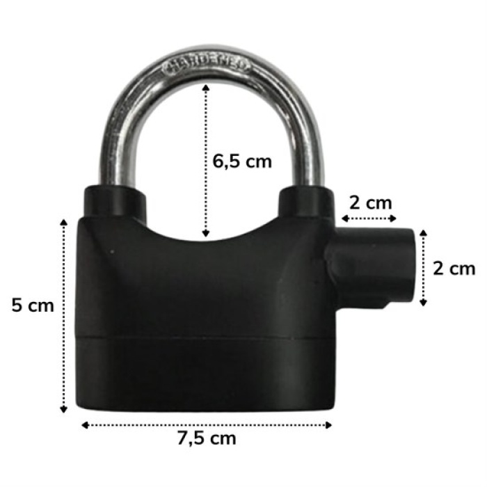 Desibel Siyah Alarmlı Çok Fonksiyonlu Ekstra Güvenlikli Kare Asma Dolap Kilidi (5343)