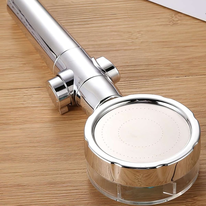 Turbo Duş Başlığı Su Tasarruflu 360 Hareketli Pervaneli Tazyikli Tuşlu Duş Başlığı (5343)