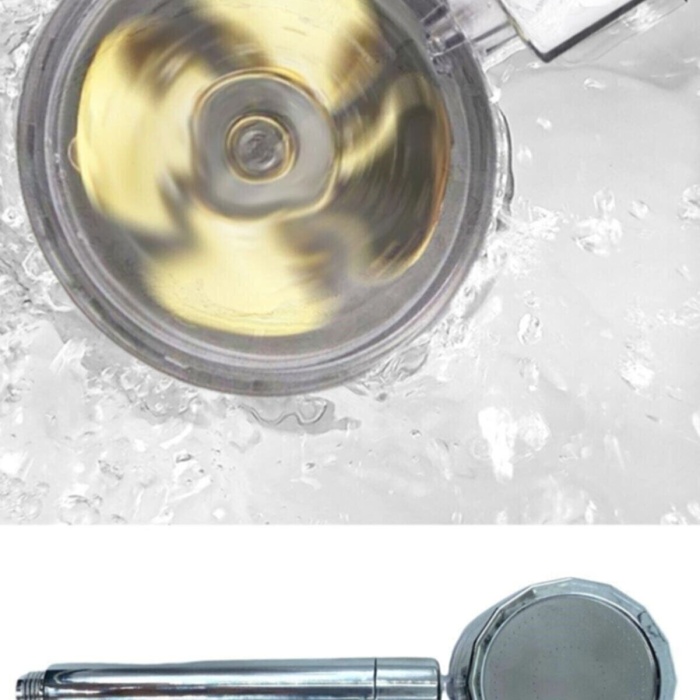 Turbo Duş Başlığı Su Tasarruflu 360 Hareketli Pervaneli Tazyikli Tuşlu Duş Başlığı (5343)