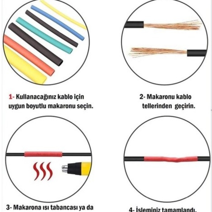 164 Parça Set Isıyla Daralan Makaron Kablo Koruyucu Kılıf (5343)