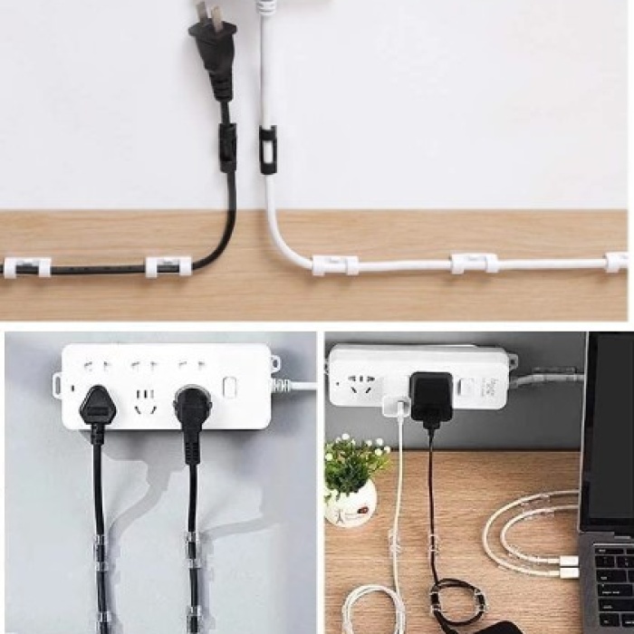 20&amp;apos;li Yapışkanlı Kablo Sabitleyici Şeffaf Klips (5343)