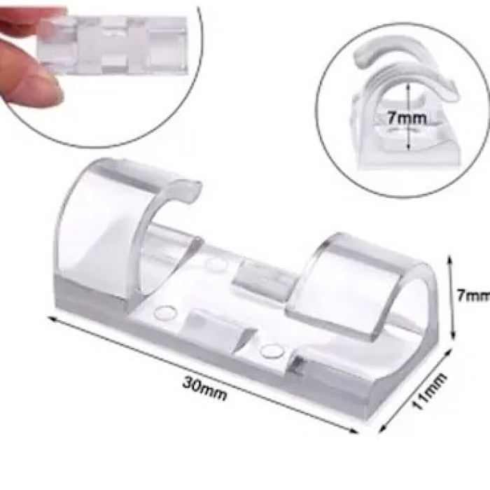 20&amp;apos;li Yapışkanlı Kablo Sabitleyici Şeffaf Klips (5343)