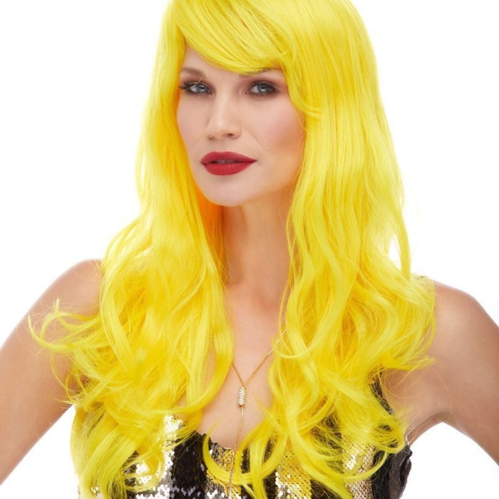 Sarı Renk Uzun Dalgalı Parti Peruğu (5343)