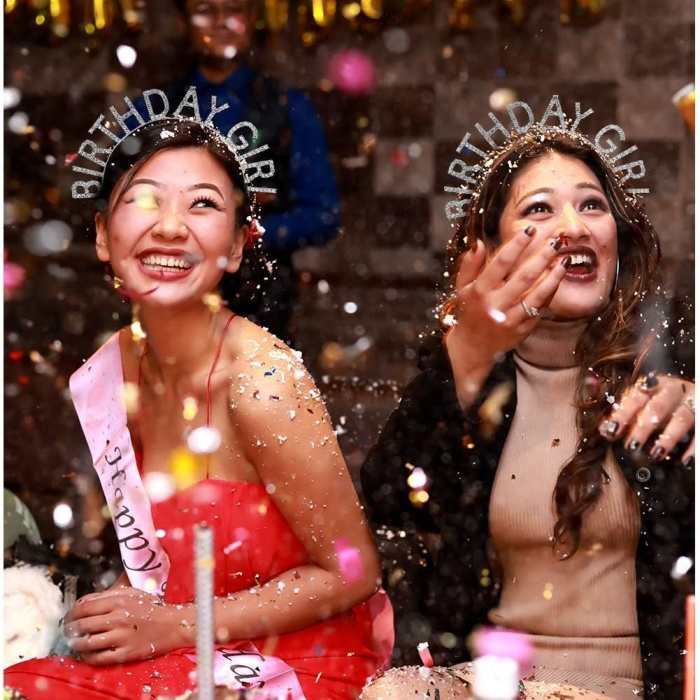 Gümüş Kristal Taşlı Birthday Girl Doğum Günü Tacı İthal Ürün A Kalite 17x16 cm (5343)