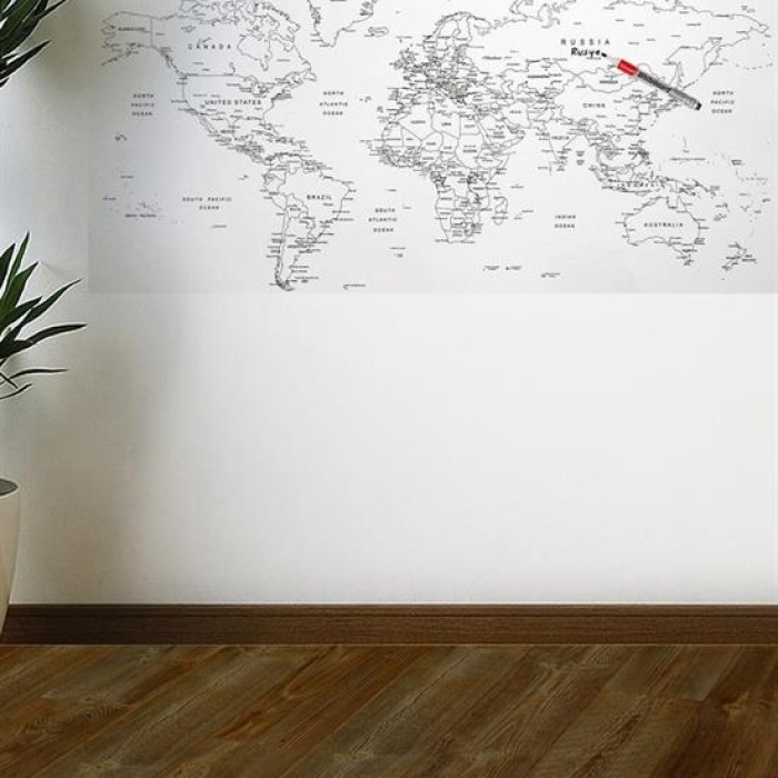 Yazılabilir Dünya Haritası Manyetik Duvar Stickerı 110 x 56 cm (5343)