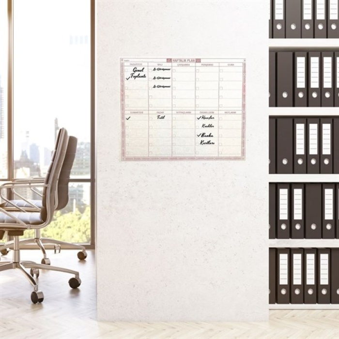 Şeffaf Kendiliğinden Yapışkanlı Kalemli Haftalık Planlayıcı 40cm-50cm (5343)