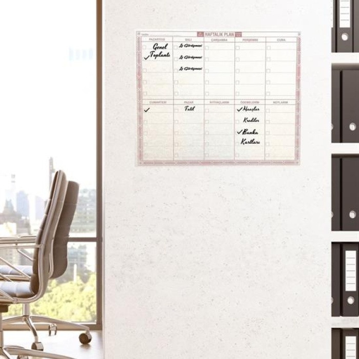 Şeffaf Kendiliğinden Yapışkanlı Kalemli Haftalık Planlayıcı 40cm-50cm (5343)