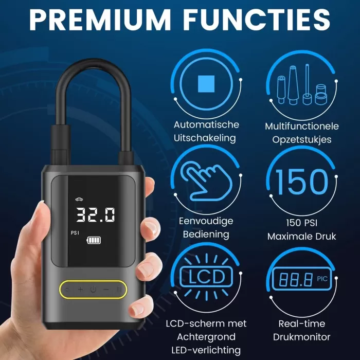 Kablosuz Oto Araç Mini 4000mAh 150 PSI Işıklı Oto Hava Kompresörü KA-760 (5343)