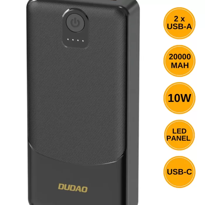 Powerbank Dudao K10Pro 2.4A 20000mAh 2 x USB-A - Siyah (5343)