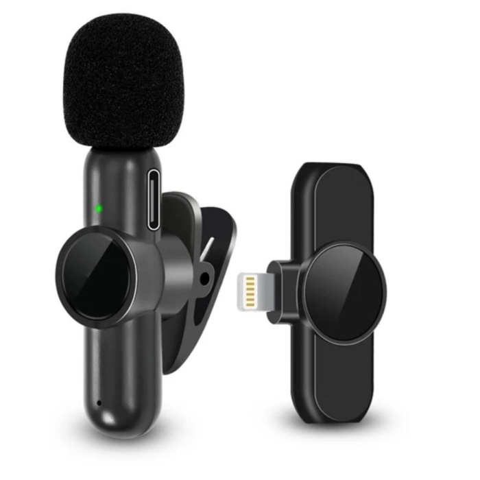 Type C Uyumlu İphone Dönüştürücülü Kablosuz Yaka Mikrofonu Android ve İphone Uyumlu Mini Mikrofon (5343)