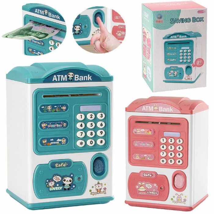 Parmak İzi Görünümlü Elektronik Şifreli Otomatik Kağıt Para Alan ATM Kumbara (5343)