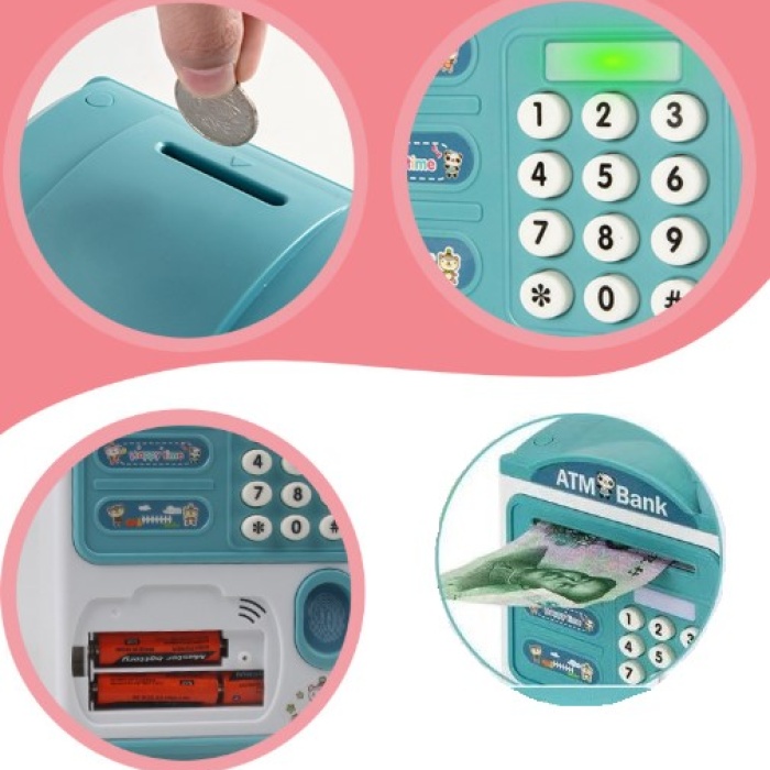Parmak İzi Görünümlü Elektronik Şifreli Otomatik Kağıt Para Alan ATM Kumbara (5343)