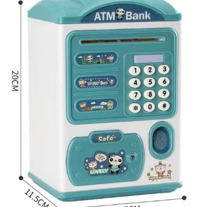 Parmak İzi Görünümlü Elektronik Şifreli Otomatik Kağıt Para Alan ATM Kumbara (5343)