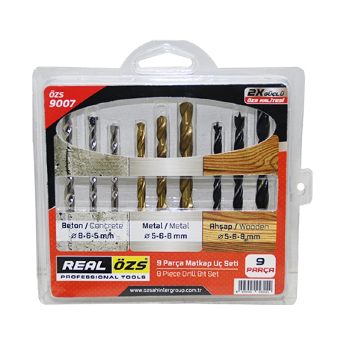 9 PARÇA  MATKAP UCU SETİ BETON - METAL - AHŞAP - 5-6-8MM (5343)
