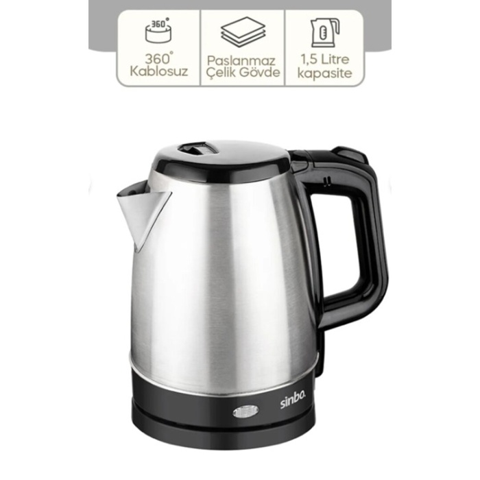 ÇELİK KETTLE 1.7LT GİZLİ REZİSTANS - KABLOSUZ SK-8015 (5343)