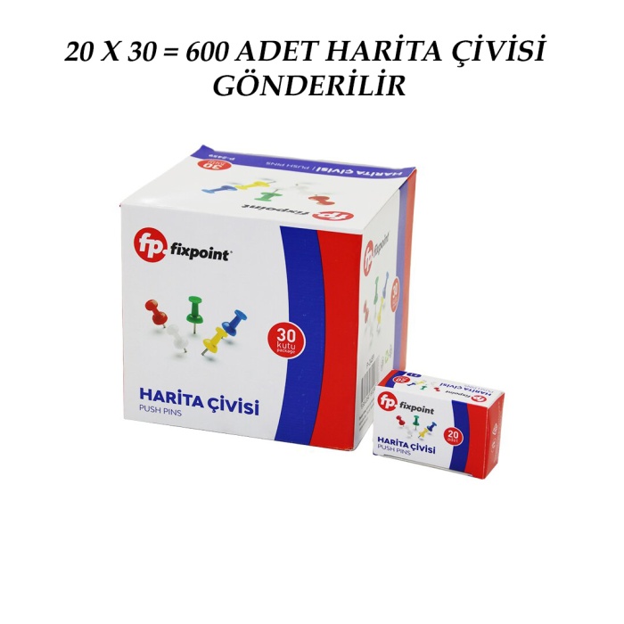 600 ADET HARİTA ÇİVİSİ RENKLİ = 20PCS X 30 (5343)