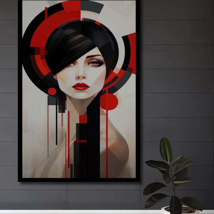 Çerçeve Görünümlü Dekoratif Ahşap Kare Geometriğin Uğultusu Tablosu Ev/Ofis/İşyeri Tablo