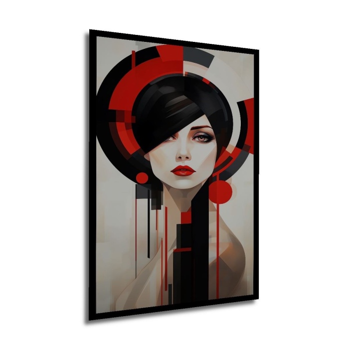 Çerçeve Görünümlü Dekoratif Ahşap Kare Geometriğin Uğultusu Tablosu Ev/Ofis/İşyeri Tablo