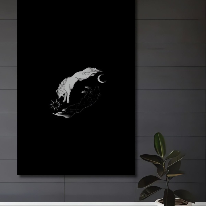 Çerçeve Görünümlü Dekoratif Ahşap Kare Zıtlıkların Dansı Tablosu Ev/Ofis/İşyeri Tablo