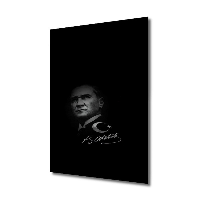 Çerçeve Görünümlü Dekoratif Ahşap Kare Mustafa Kemal Atatürk Tablosu Ev/Ofis/İşyeri Tablo
