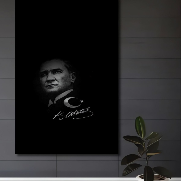 Çerçeve Görünümlü Dekoratif Ahşap Kare Mustafa Kemal Atatürk Tablosu Ev/Ofis/İşyeri Tablo