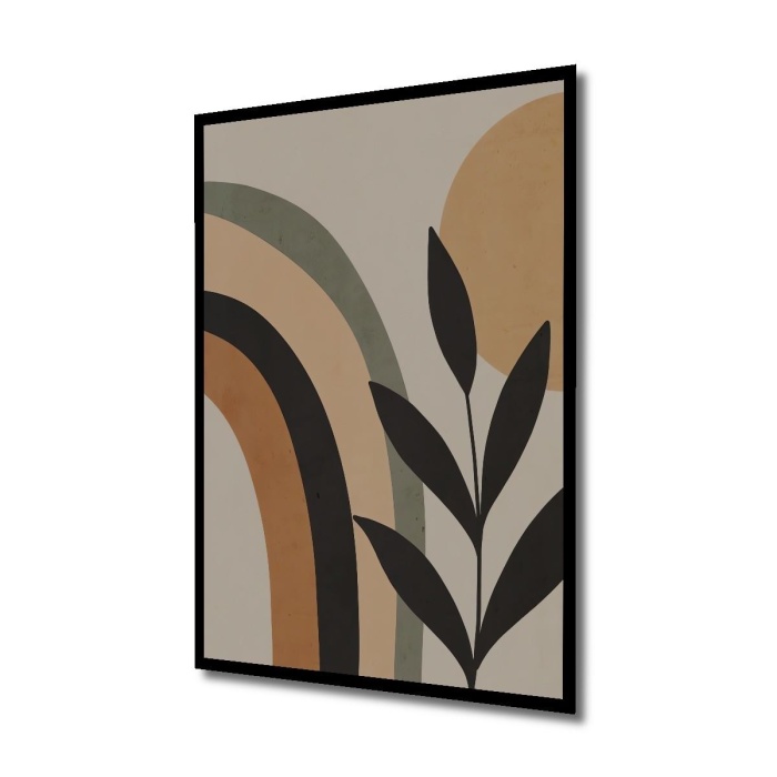 Çerçeve Görünümlü Dekoratif Ahşap Kare Soyut Doğa Tablosu Ev/Ofis/İşyeri/Salon/Mutfak/Banyo Tablo