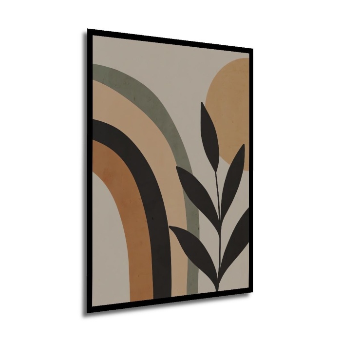 Çerçeve Görünümlü Dekoratif Ahşap Kare Soyut Doğa Tablosu Ev/Ofis/İşyeri/Salon/Mutfak/Banyo Tablo