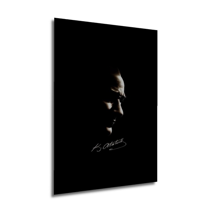 Çerçeve Görünümlü Dekoratif Ahşap Kare Atatürk Silüeti Tablosu Ev/Ofis/İşyeri Tablo