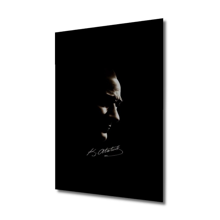 Çerçeve Görünümlü Dekoratif Ahşap Kare Atatürk Silüeti Tablosu Ev/Ofis/İşyeri Tablo