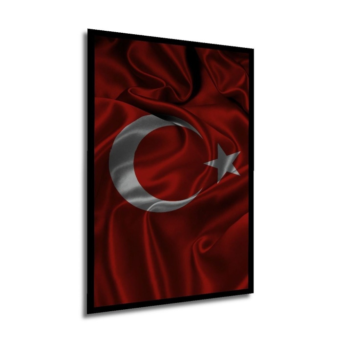 Çerçeve Görünümlü Dekoratif Ahşap Kare Türk Bayrağı Tablosu Ev/Ofis/İşyeri/Salon/Mutfak/Banyo Tablo