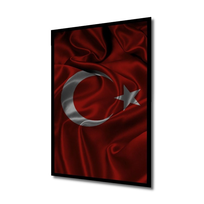 Çerçeve Görünümlü Dekoratif Ahşap Kare Türk Bayrağı Tablosu Ev/Ofis/İşyeri/Salon/Mutfak/Banyo Tablo