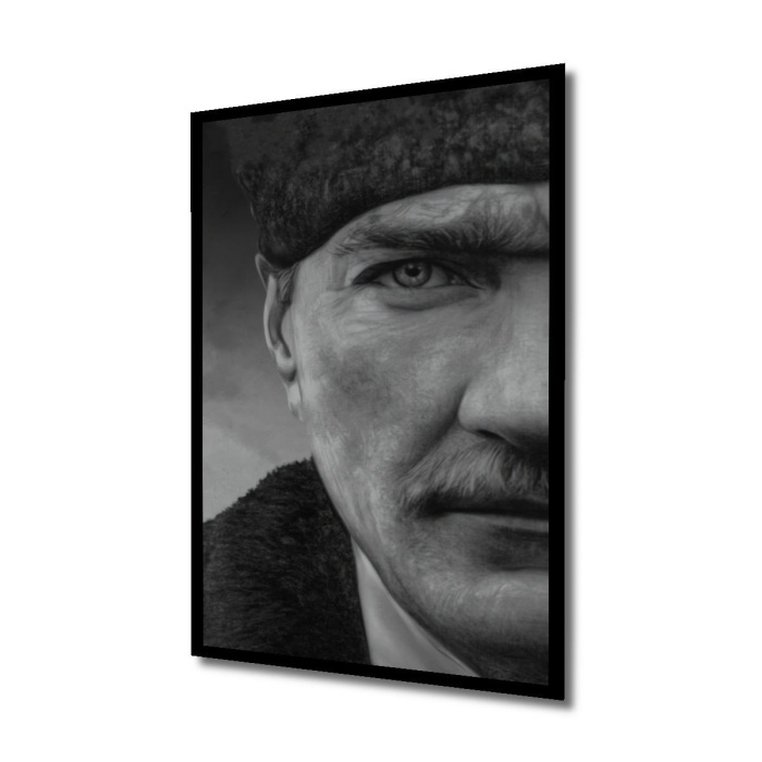 Çerçeve Görünümlü Dekoratif Ahşap Kare Atatürk Tablosu Ev/Ofis/İşyeri/Salon/Mutfak/Banyo Tablo