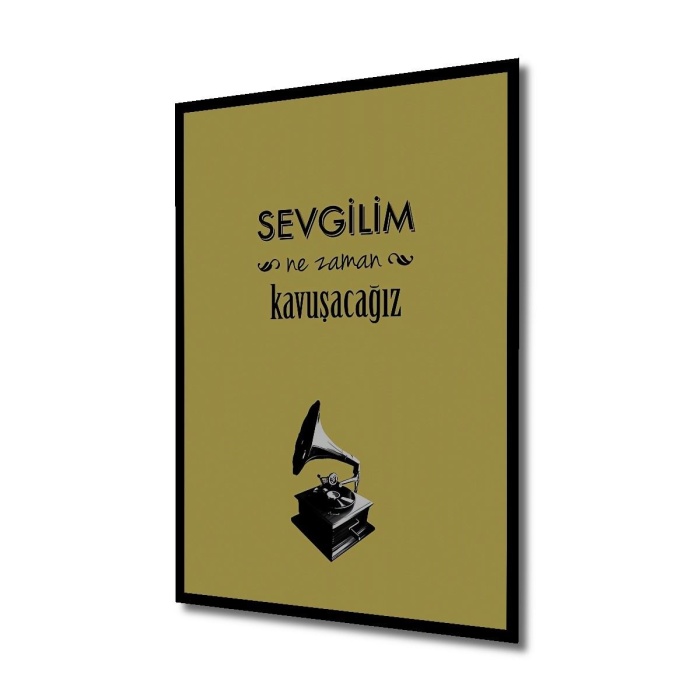 Çerçeve Görünümlü Dekoratif Ahşap Kare Sevgilim Ne Zaman Kavuşacağız Tablosu Ev/Ofis/İşyeri Tablo