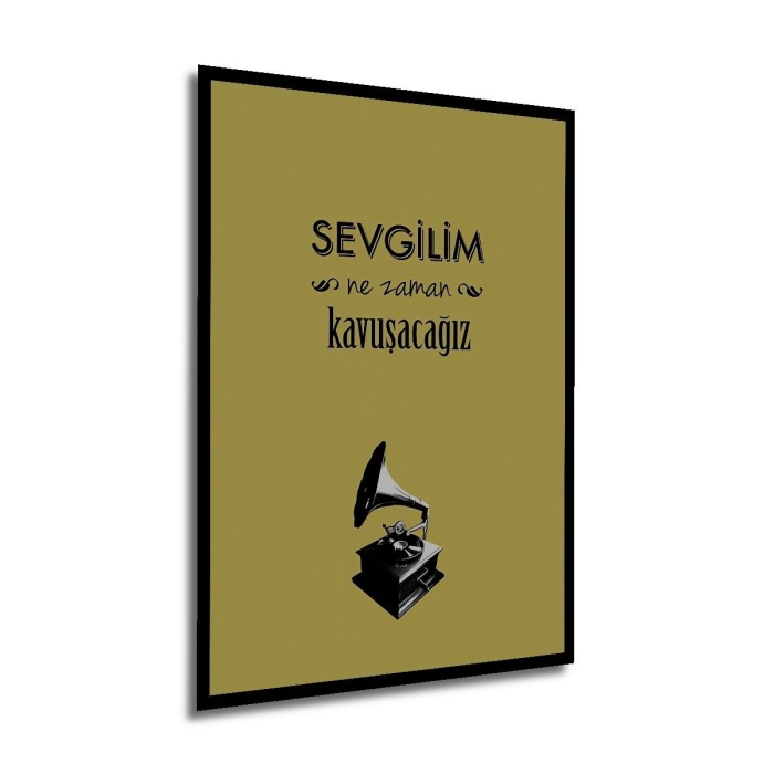 Çerçeve Görünümlü Dekoratif Ahşap Kare Sevgilim Ne Zaman Kavuşacağız Tablosu Ev/Ofis/İşyeri Tablo