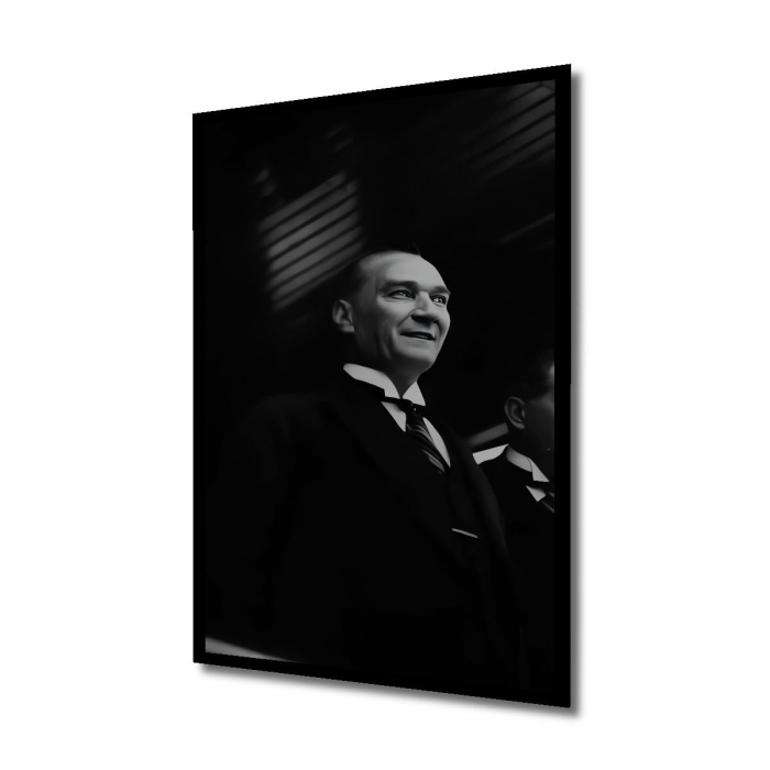 Çerçeve Görünümlü Dekoratif Ahşap Kare Atatürk Tablosu Ev/Ofis/İşyeri/Salon/Mutfak/Banyo Tablo